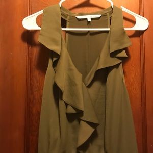 Olive green and black short dress with razor back.